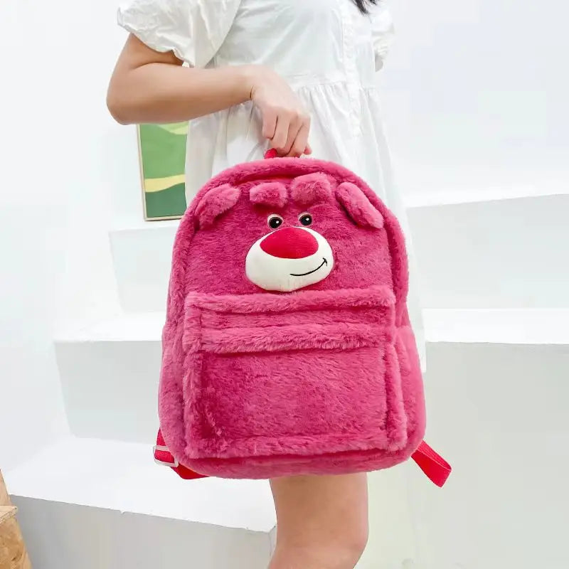 New Lotso Alien Cartoon Funny Plush Backpack Students Large Capacity Bag Girls Casual Soft Stuffed Schoolbag Lightening Bag