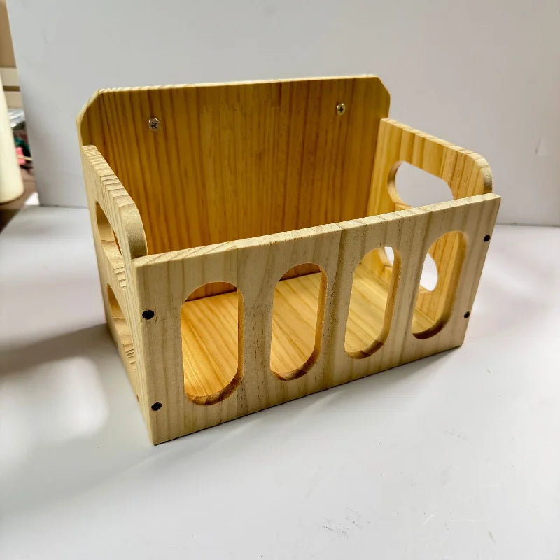 Natural Wooden Hay Feeder Rack - Hanging Guinea Pig Rabbit Feeding Grass Holder for Chinchilla Hamster Small Pet Cage Accessorie