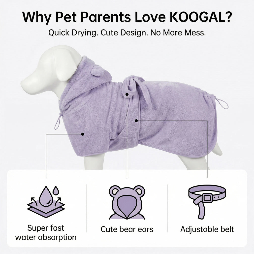 Quick Drying Soft Pet Bath Towel Robe Absorbent Soft Pet Bathrobe Dog Bath Towel for Small Big Medium Dogs and Cat