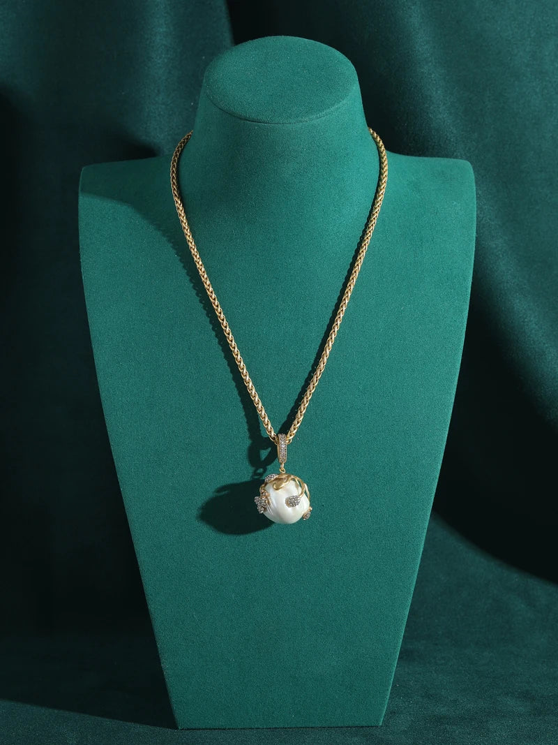 Baroque Abs Pearls Necklace Jewelry Pendant Light Bulb Big Ball Rhinestones Gold Color Wedding Luxury Designer For Women 2025