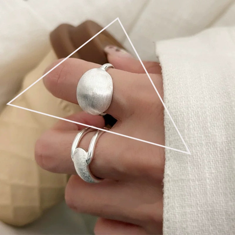 925 Sterling Silver Rings for Women Couple Minimalist Handmade Simple BIg Ring Party Jewelry Gift Prevent Allergy
