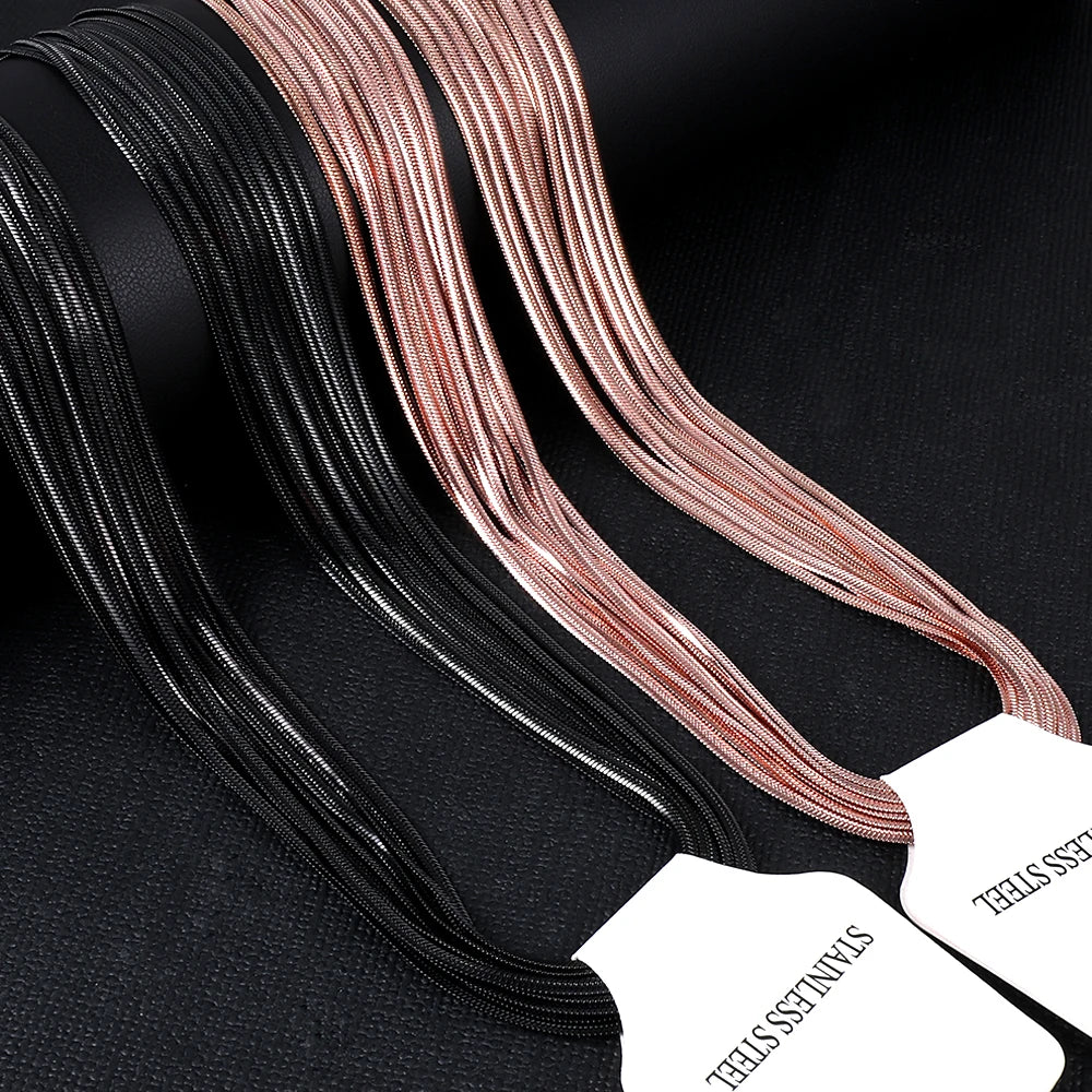 LUXUKISSKIDS 2mm 10pcs/Lots Factory Price 316L Flat Snake Necklace Chains Wholesale Stainless Steel Jewelry Waterpoof No Fade