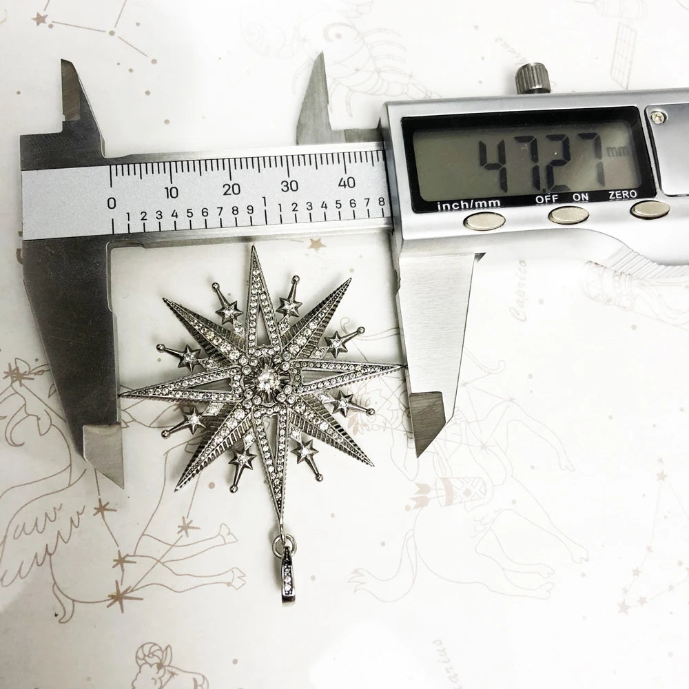 Pendant Sun Star CZ Pave Summer Winter New 925 Sterling Silver Fine Jewelry Europe Style Accessories Gift For Men Woman