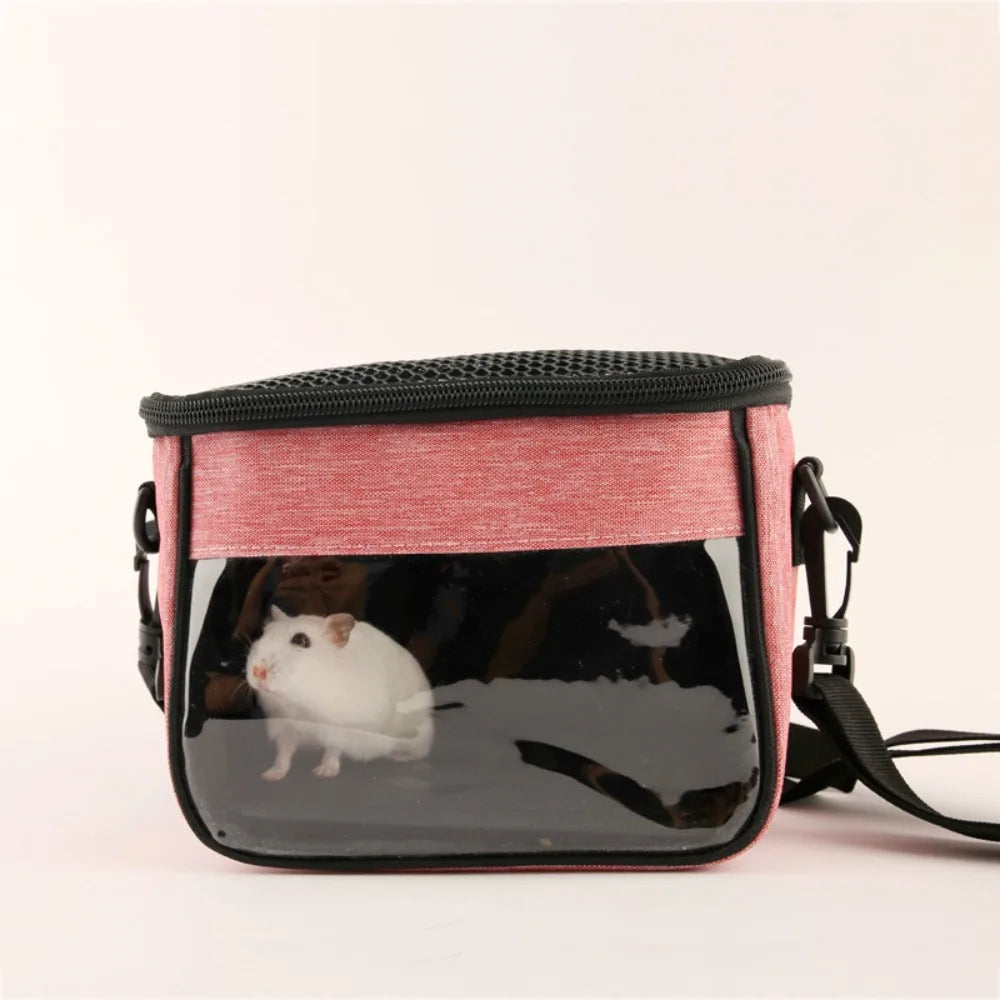 Hamster Pet Bag Mole Guinea Pig Rabbit Hedgehog Breathable Pet Bag Transparent Window Small Pet Carrier Bag Pet Travel Tote Bag