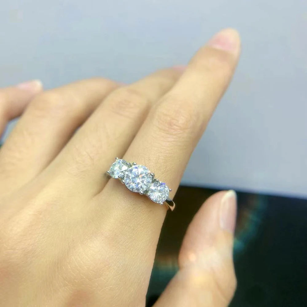 JoyceJelly S925 Sterling Silver Colors Moissanite Ring 2CT 4CT Total Full Moissanite Diamond Jewelry For Wedding Engagement Gift
