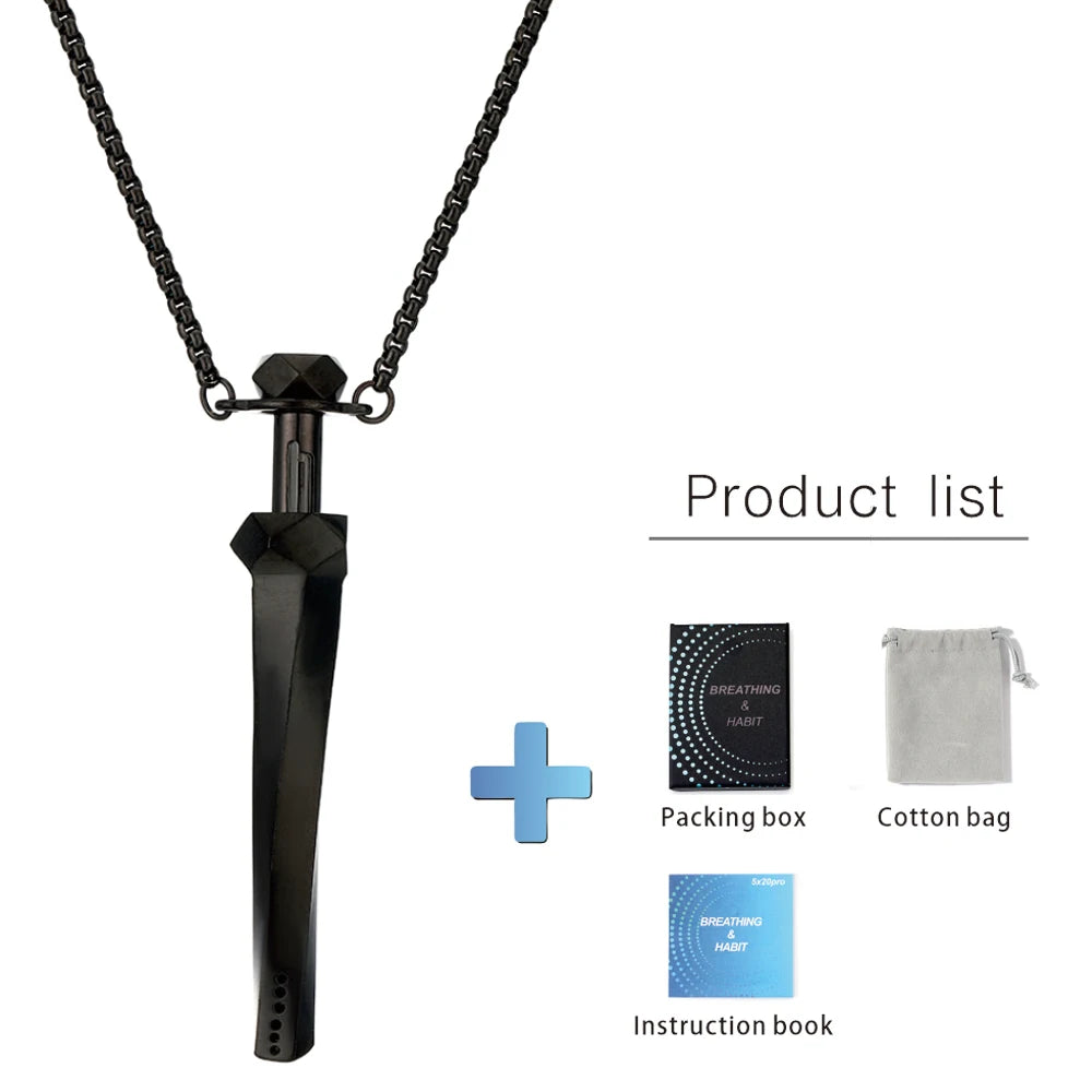 Geometric Cut Breathing Necklace: 2-in-1 Spring Telescopic Straw for Anxiety Relief, Stress Relief & Mindfulness