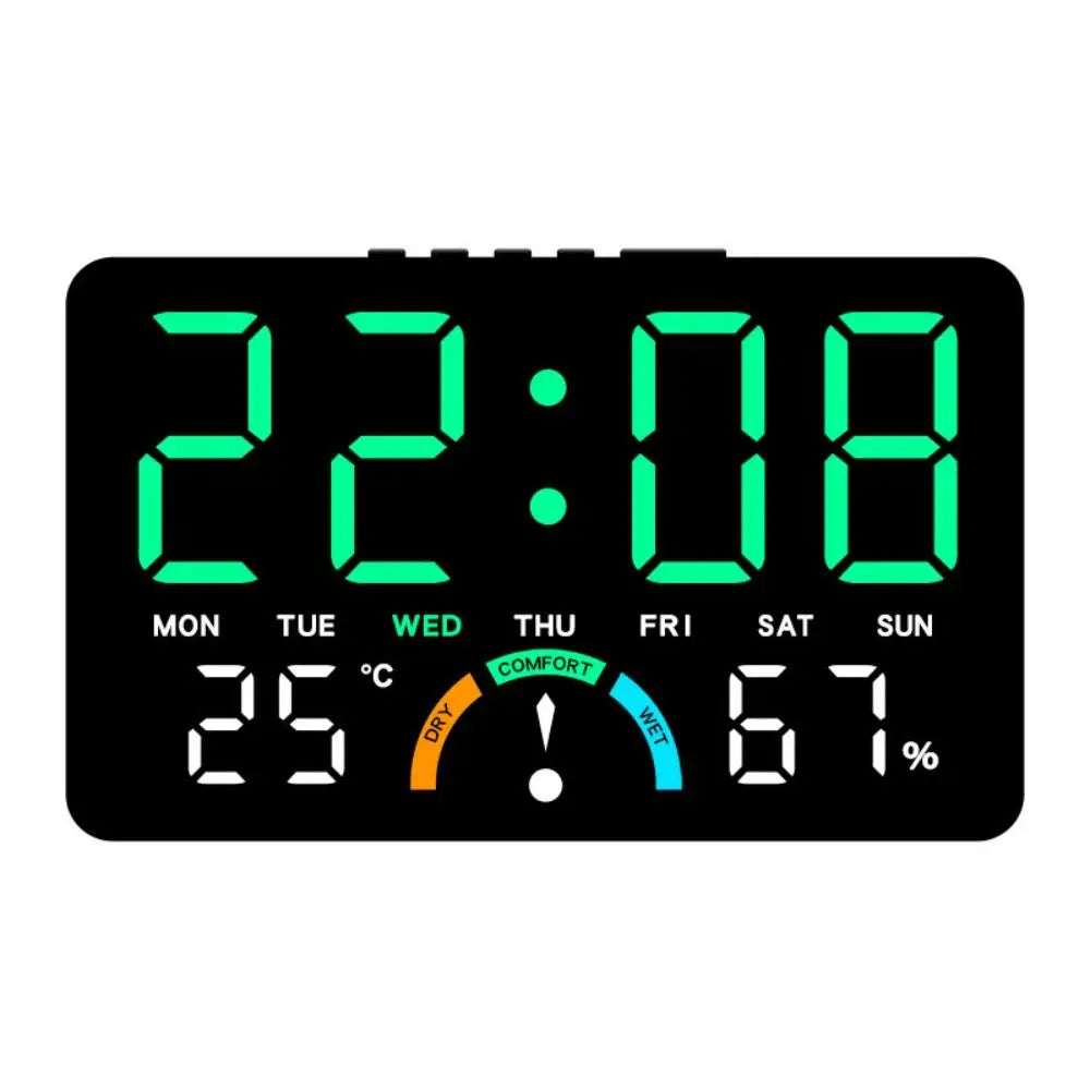Wall-mounted Electronic Wall Clock Multi-functional Temperature Digital LED Clocks 12/24H Voice Control Display Table Clock