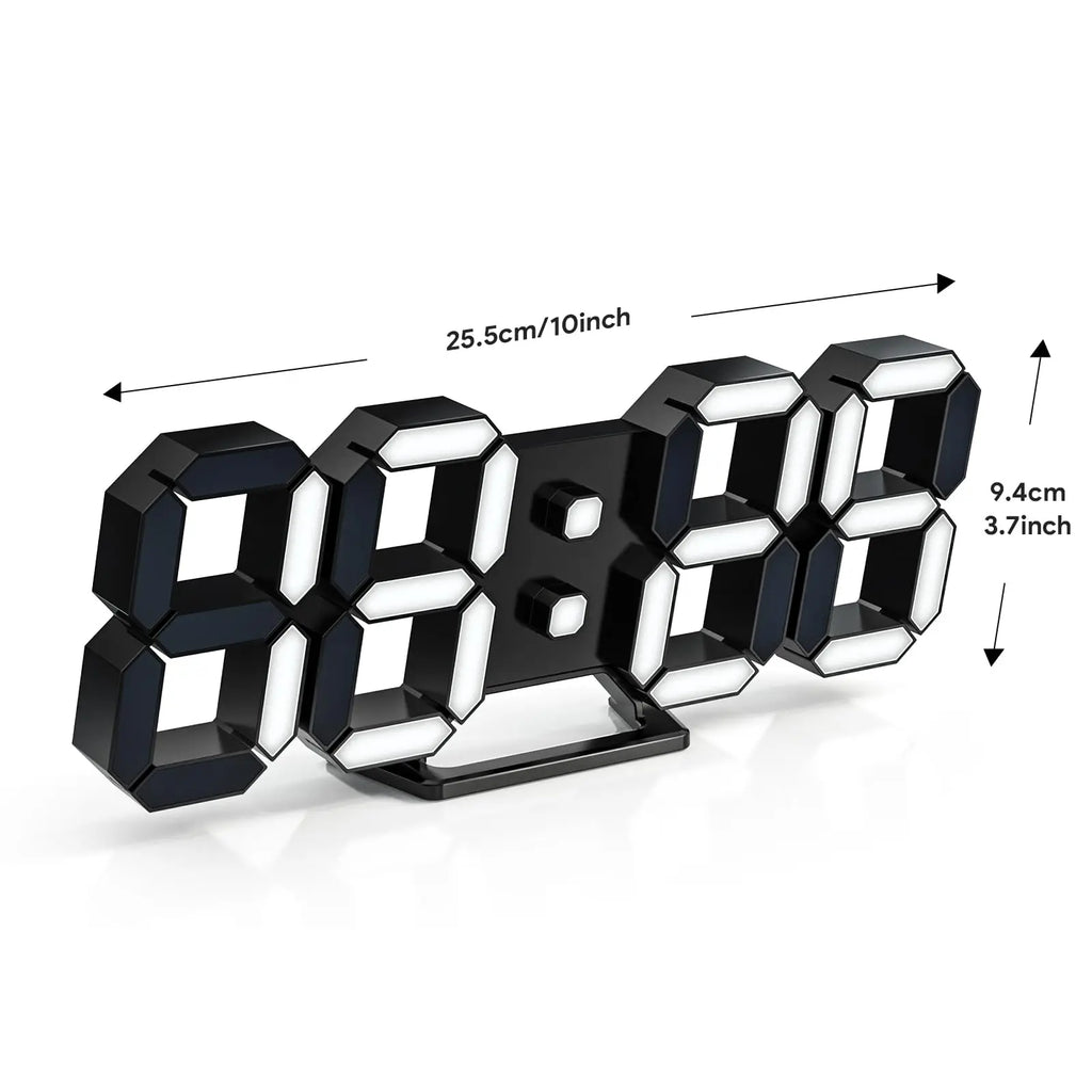 3D LED Digital Wall Clock ,9.7", Large Display Table/ Desk Clock with Remote Control 12/24H Temperature