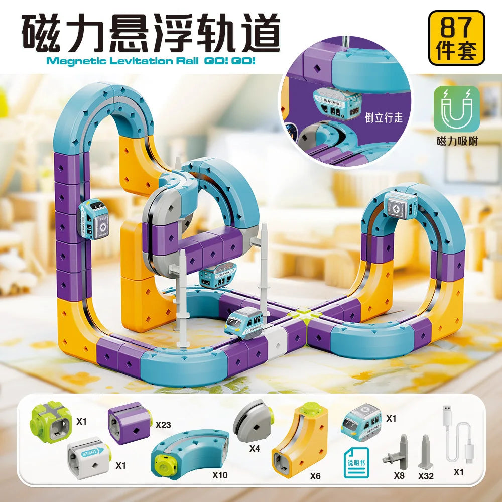 STEM Magnetic Building Blocks Track Car Variable DIY Assembled Track Puzzle Educational  Toy Family Interactive Game School Gift