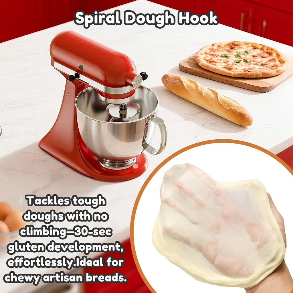 Dishwasher Safe,Spiral Dough Hook for Kitchenaid Stand Mixer, 4.5 Qt - 5 Qt Tilt-Head Attachments for Kitchenaid Dough Hook