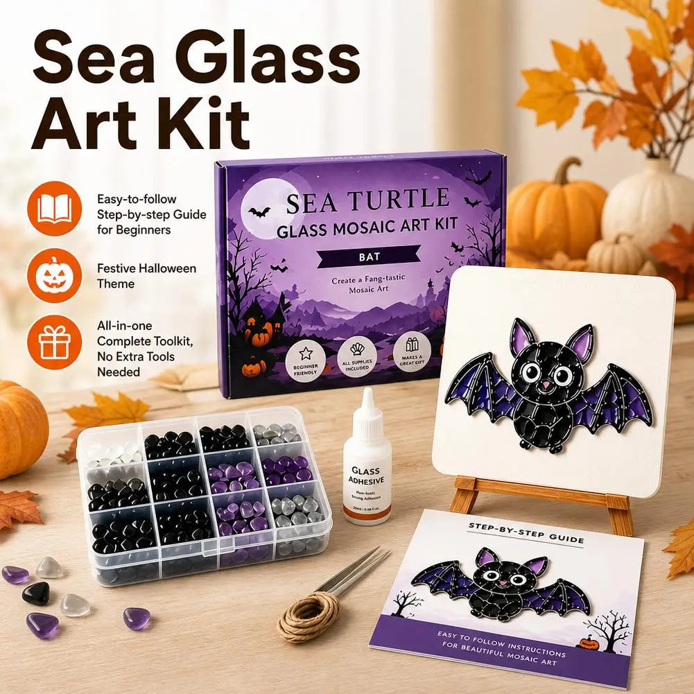 Halloween Sea Glass Mosaic DIY Art Kit for Adults Xmas Themed Seaglass Craft Set Handmade Christmas Sea Glass Art Kit Home Decor