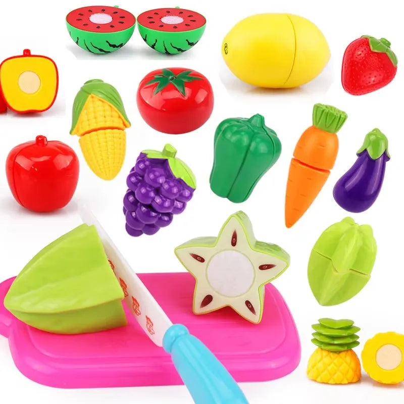 Simulated Fruit and Vegetable Cutting Play Toys Children Pretend Play Parent-child Interaction Toy for Birthday Gift TMZ