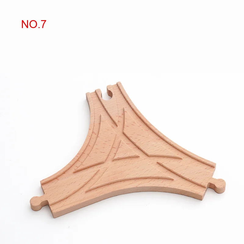 New Wooden Railway Track All Kinds Fork Rail Bifurcation Beech Wood Track Accessories Fit for Thomos Wooden Train Tracks Toy