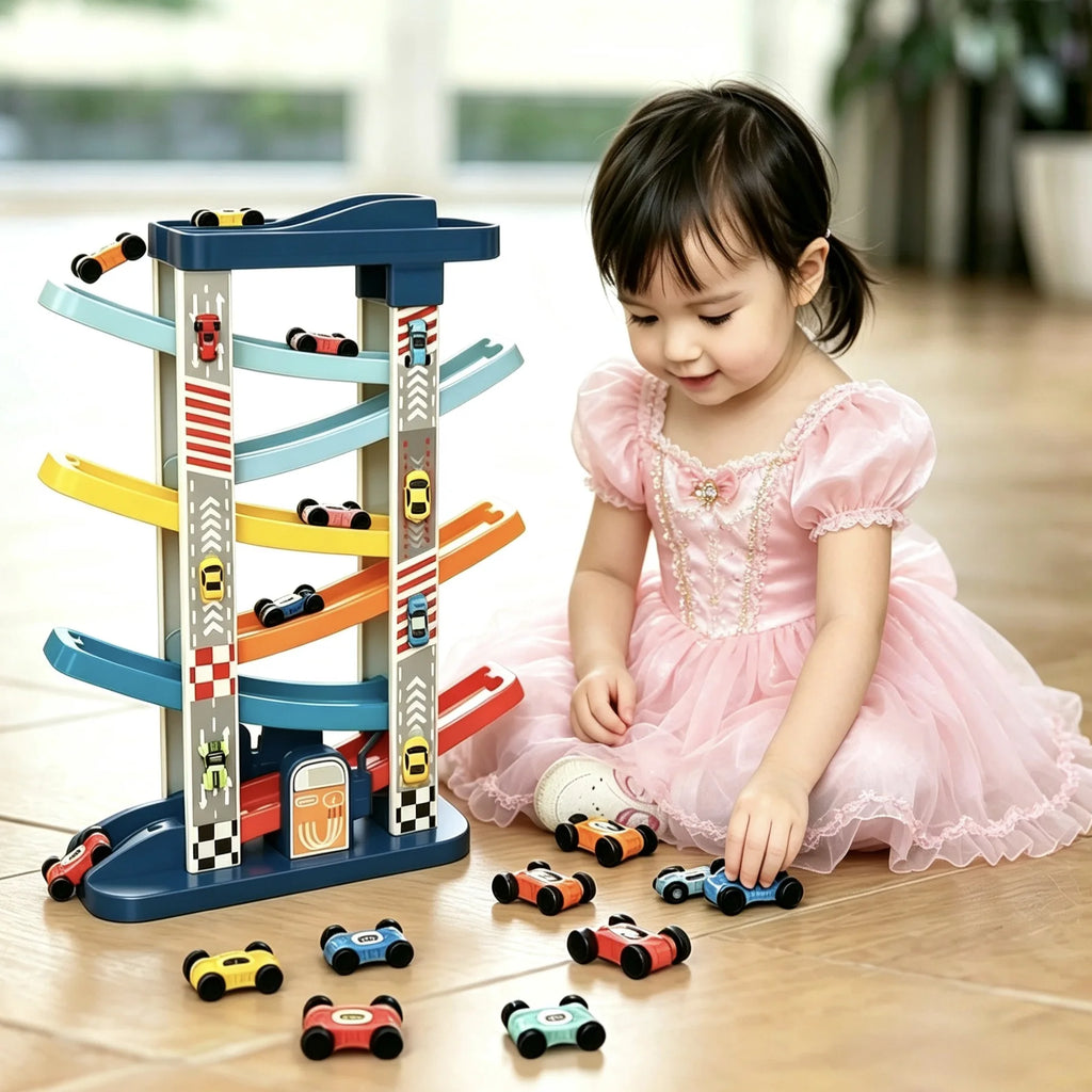 Baby Toys Children's Gliding Track Car Mini Car Inertia Girl Kids 3-Year-Old Boy Toy Multi Layer Cartoon Puzzle Slide Car Toys