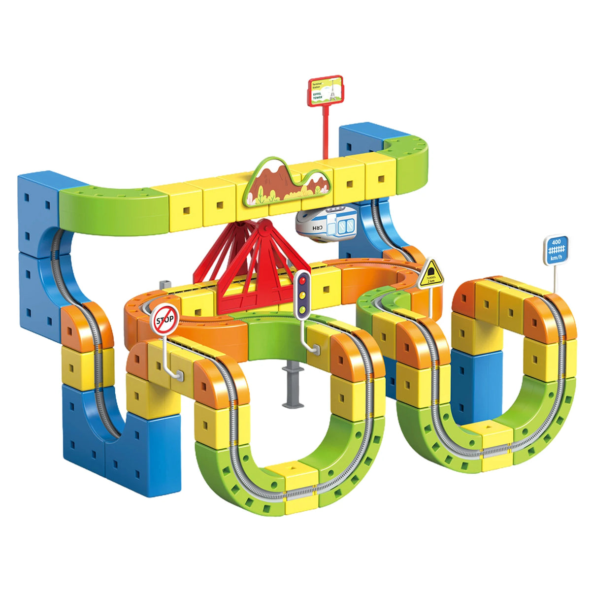 Electric Magnetic Track Set with Anti-Gravity Vehicles 100+ Pieces STEM Building Toys DIY Railway Toy Gift Box For Kids Gift