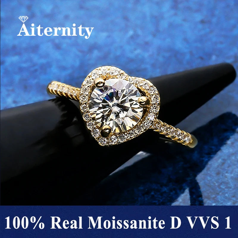 100% Real Moissanite Ring D VVS1 Pass Diamond Test Pen Adjustable Size S925 Sliver GRA Certificate Wedding Rings for Women