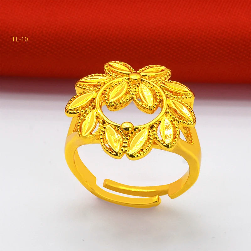 ANIID Dubai Gold Color Ring For Women Resizable Brazilian Wedding Bride Arabic Ethiopian Finger Ring Nigerian Jewellery Moroccan