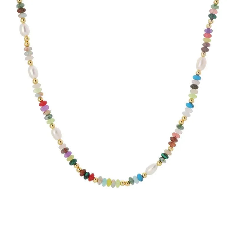 New Arrival Trendy Colorful Beads Stone Natural Freshwater Pearl 14K Gold Filled Female Jewelry Set For Necklace Bracelet Gifts