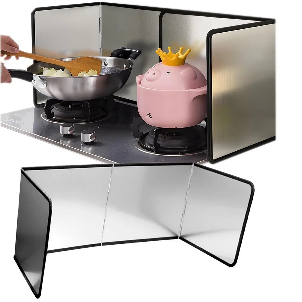 Stainless Steel Oil Shield Foldable Oil Splash Protection Film 2/4 Piece Non-stick Double-sided Stovetop Splash Screen Protector