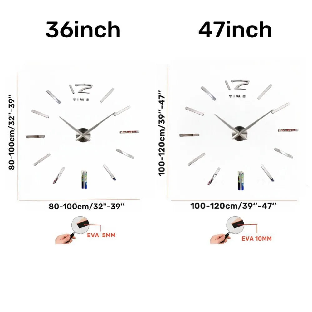 Large 3D Wall Clock Luminous Classic Wall Clocks DIY Digital Clock Wall Watches Stickers Silent Clock for Home Living Room Table