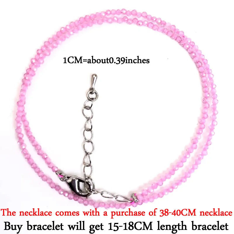 2024 New Boho 2mm Natural Stone Crystal quartz Necklace Bracelet Small Chain Ladies Fashion Accessories Charm Jewelry Accessorie