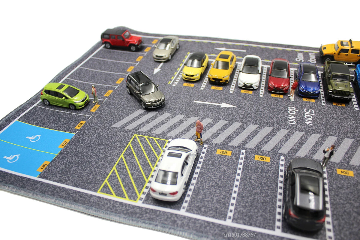 1:64 Scale Parking Road Garage Football Field Toy Mat Mouse Pad For Diecast Car Model Dolls Scene Display