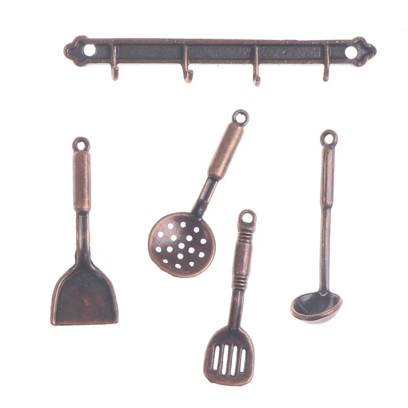 1/12 Dollhouse Miniature Accessories Mini Shovel Soup Spoon Storage Holder Simulation Furniture Kitchen Utensils For Decoration