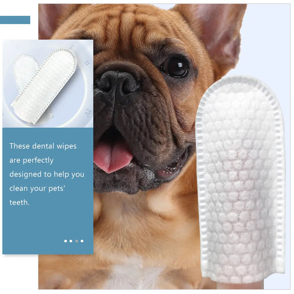 50Pcs Pet Finger Toothbrush Dental Wipes Professional Dog Cat Reusable Convenient Portable Household Toothclean Wipes