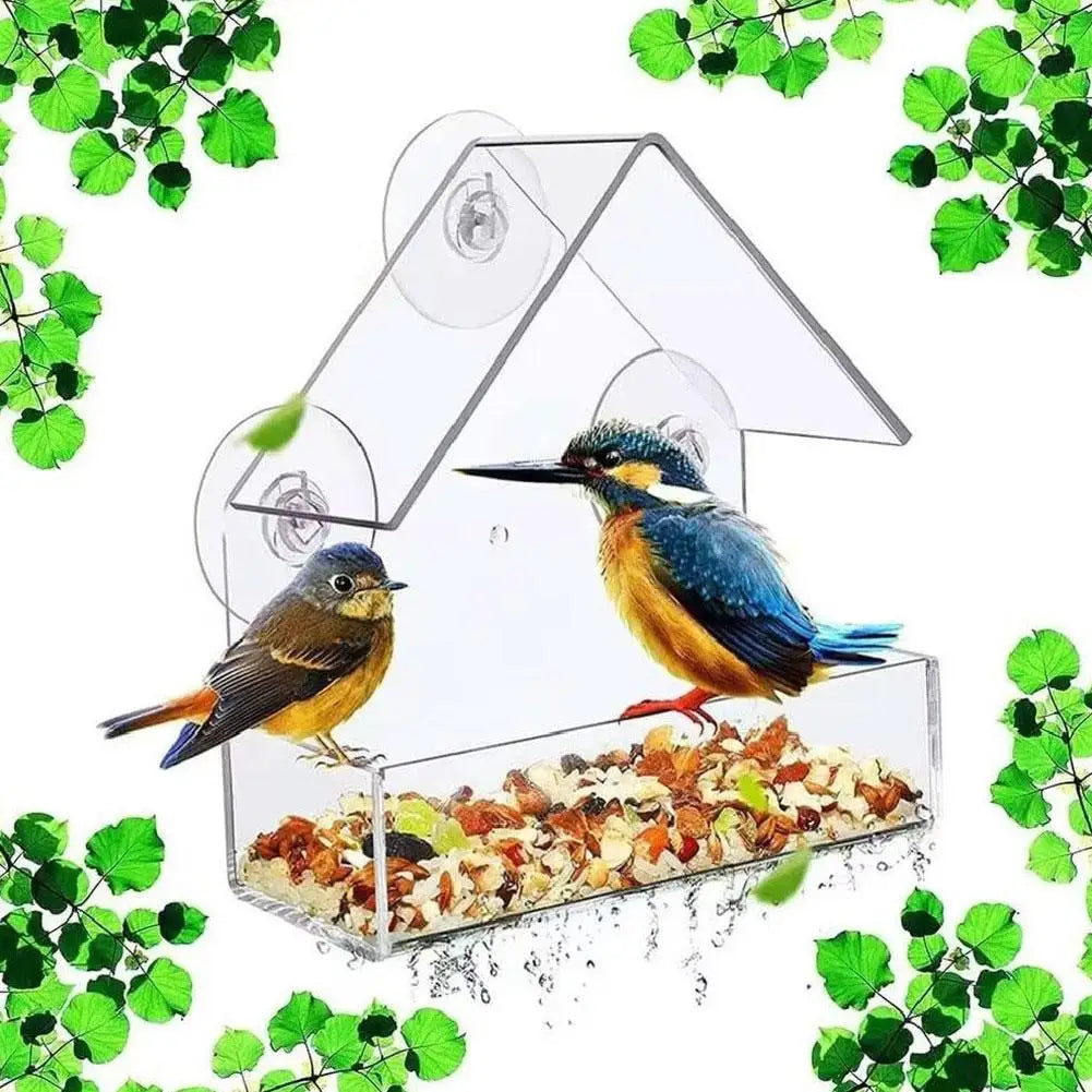 Acrylic Bird Feeder Clear Window Outside Hanging Bird Feeder House With Suction Cup For Garden Outdoor Backyard Patio Yard 1-5PC
