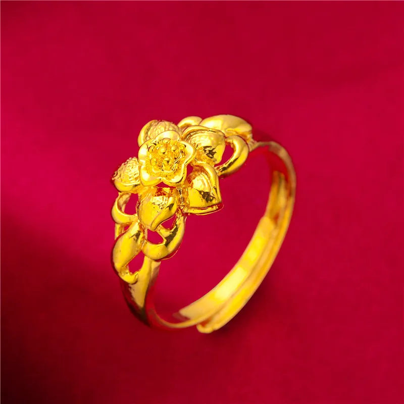 ANIID Dubai Gold Color Ring For Women Resizable Brazilian Wedding Bride Arabic Ethiopian Finger Ring Nigerian Jewellery Moroccan