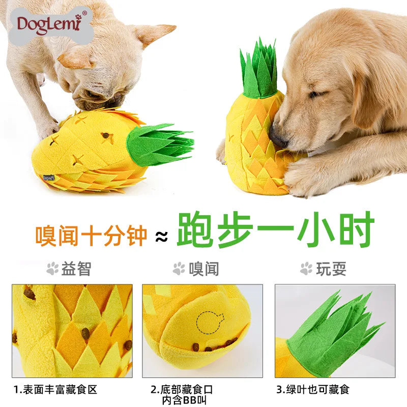 Pineapple Sniffing Pet Toy, Food-Hiding Educational Plush Dog Toy, Sound-Making, Teeth-Grinding, Boredom-Relieving Pet Supplies