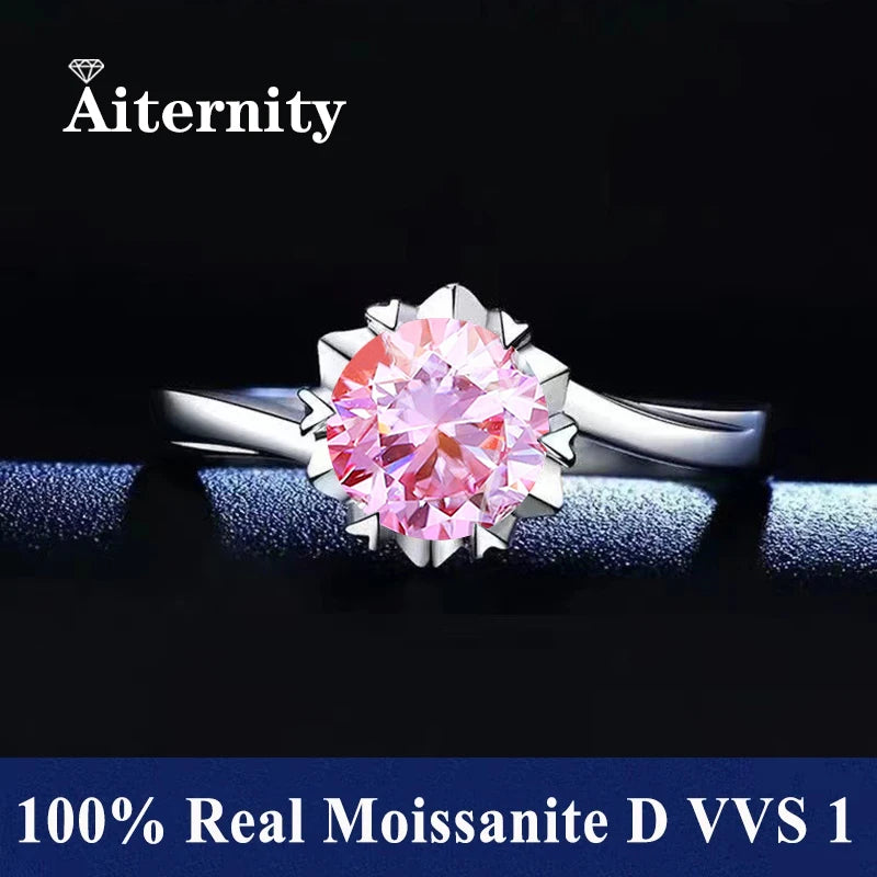 Men And Women's Moissanite Wedding Ring D VVS1 Adjustable Size S925 Silver GRA Certificate Wedding Ring