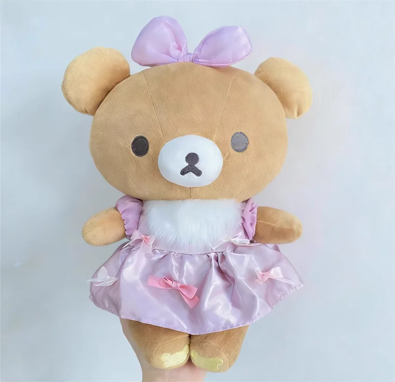 Rilakkuma Korilakkuma Plush Toy Medium 30cm Ribbon Makeup Rilakkuma Cute Kawaii Bear Stuffed Animals Soft Doll Girls Toys Gift