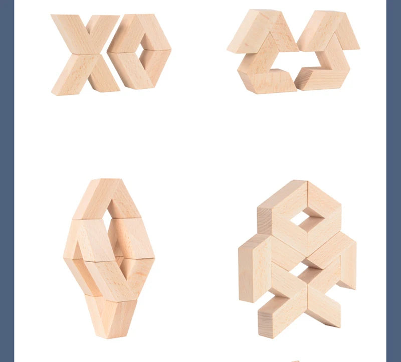 16pcs V Shape Natural Large Wooden 3D Building Blocks Toys Baby Unpaint Wooden Montessori Educational Stacking Blocks Toy Child