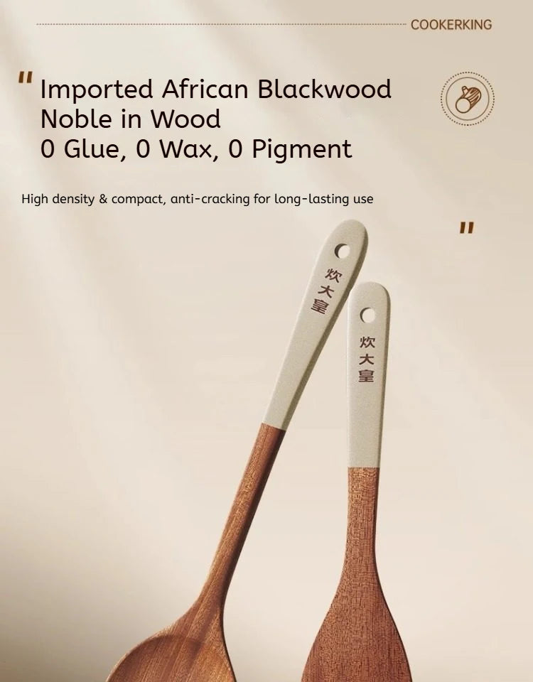 COOKER KING 4 In1 Cooking Tool Set Ebony Spatula and Spoon for Kitchen Use Kitchenware Exquisite Kitchen Tools Gift To Family