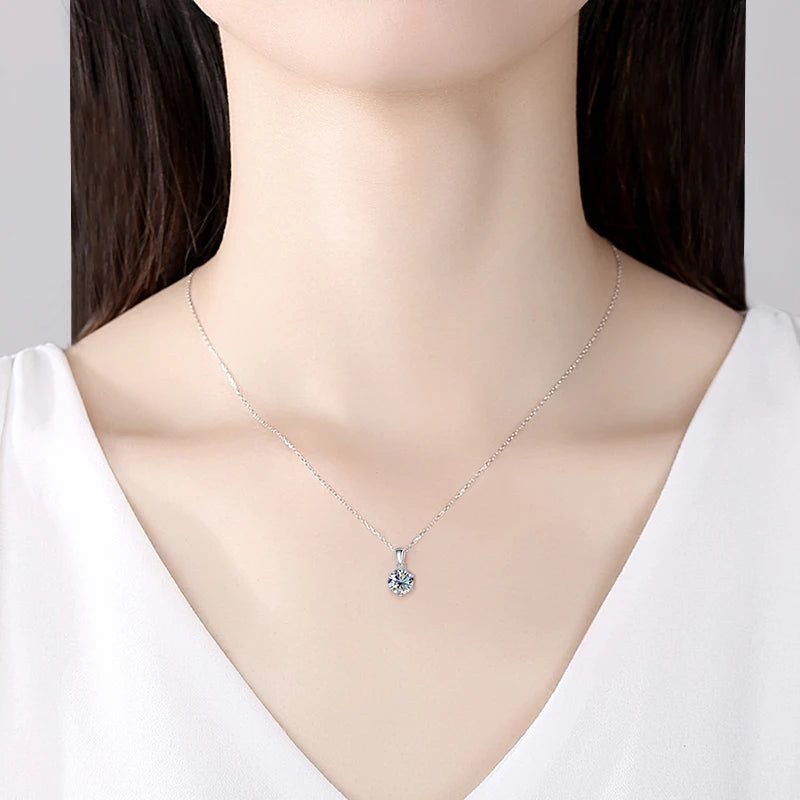JoyceJelly 1Carat Moissanite Jewelry Set For Women Sterling S925 Silver Gold Plated Necklace Earrings Ring GRA Certified Wedding