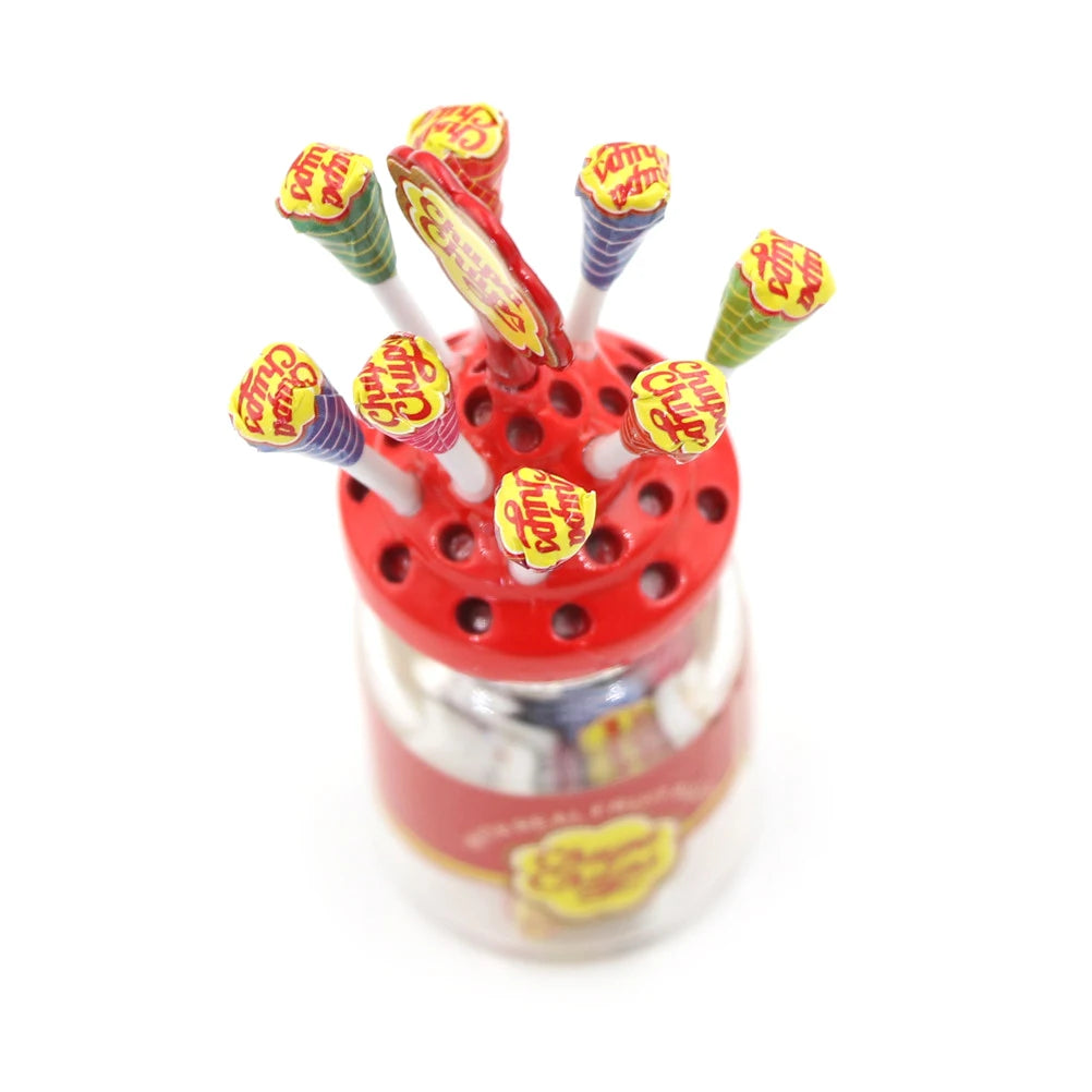 1:12 Miniature Food Dessert Sugar Mini Lollipops With Case Holder Candy For Doll House 1/12 Kitchen Furniture Toys Accessories