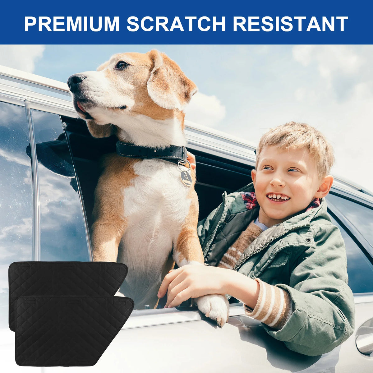 2Pcs Oxford Waterproof Car Door Protector Dog Vehicle Door Protector Washable Car Door Protect Mats for Car SUV Truck Dog Travel