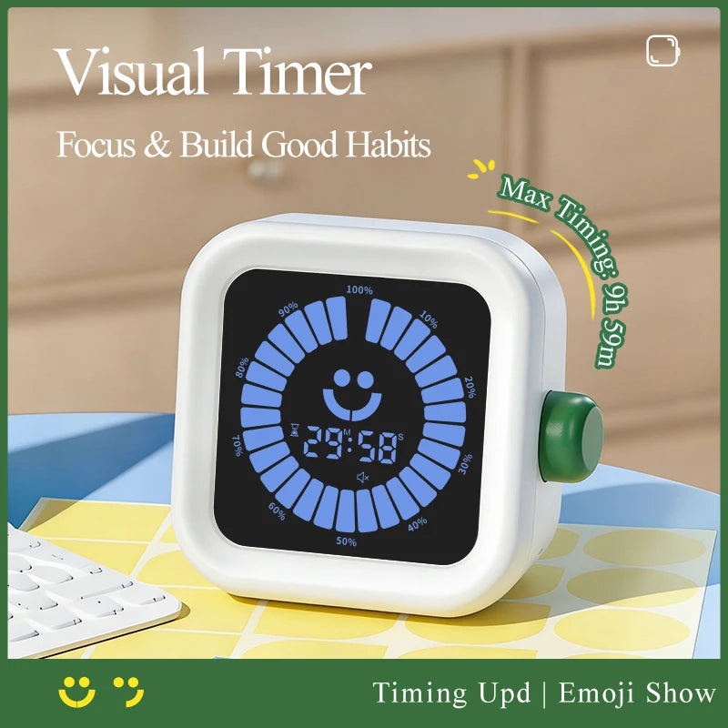 Upgraded Visual Timer Rechargeable Digital Countdown Kitchen Mechanical Cooking Timer Management Tool for Home School Office