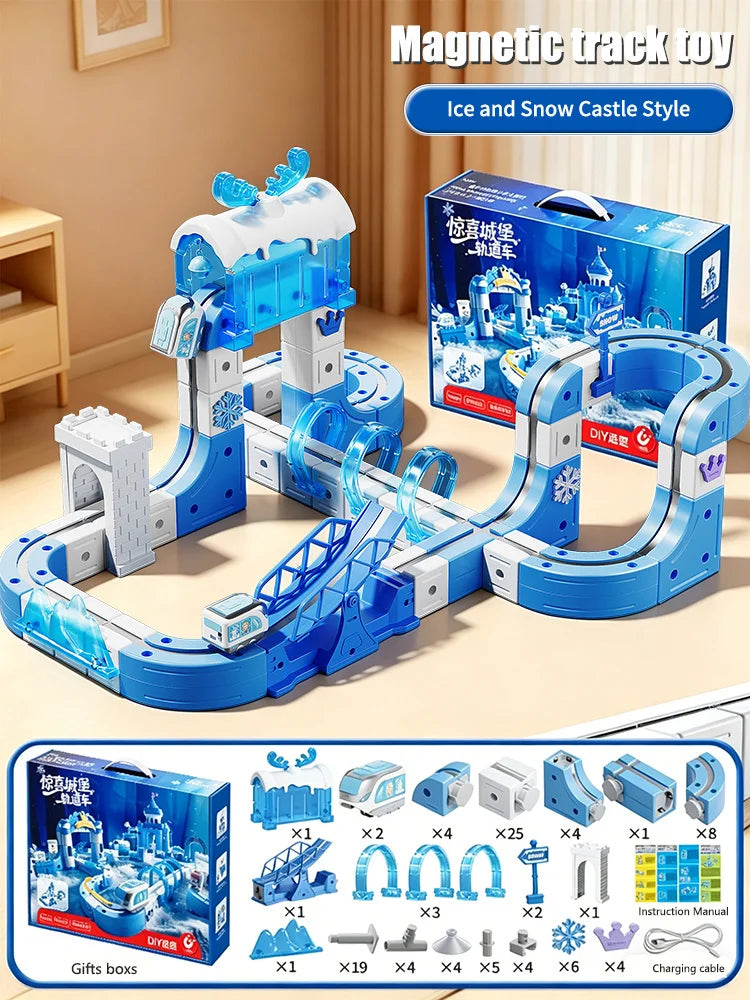 Kids Magnetic Track Car Toy Children Electric Anti-gravity Train Railway Model Magic Race Cars Toys for Boys 3 Years Birthday