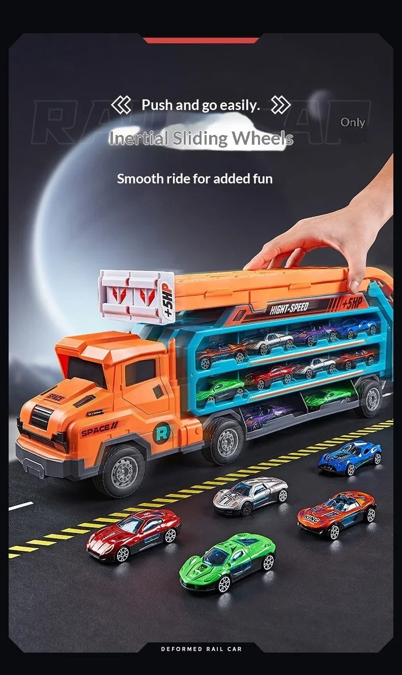 Large Scale Inertia Sliding Engineering Car Toy 3D Lifting Track Playset Interactive Educational Birthday Holiday Gift