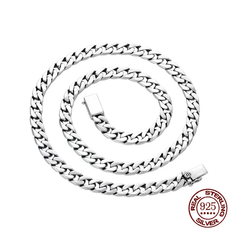 100% S925 Sterling Silver Necklace 7MM 8MM 10MM Punk 925 Silver Chains Original Certified Jewelry Gifts