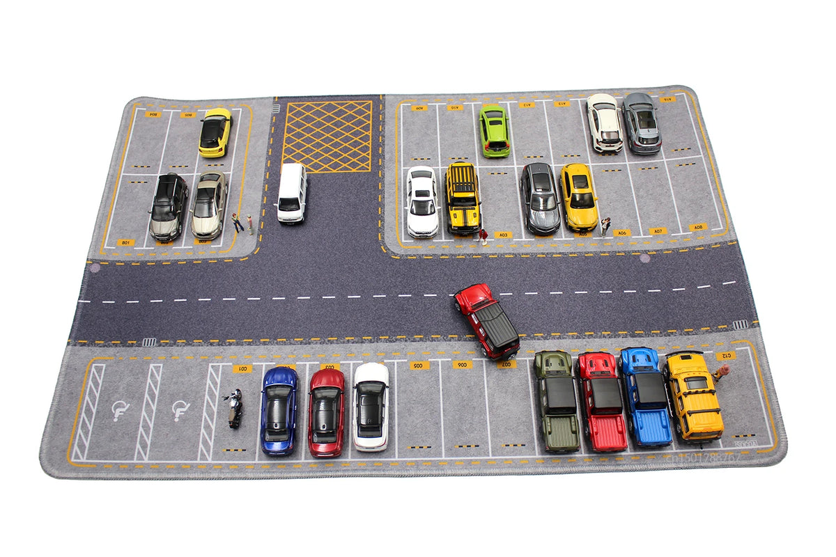 1:64 Scale Parking Road Garage Football Field Toy Mat Mouse Pad For Diecast Car Model Dolls Scene Display