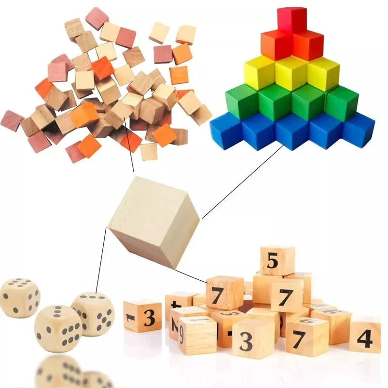 Square Small Wooden Block Model, Solid Wood DIY Handmade Wooden Block Assembly, Children's Baby Puzzle Toy Decor Handcraft Arts