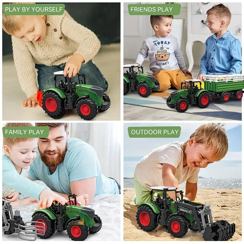 Large Scale Tractor Toys DIY Farmer Car Playset Toy Transport Trailer Engineering Birthday Gifts