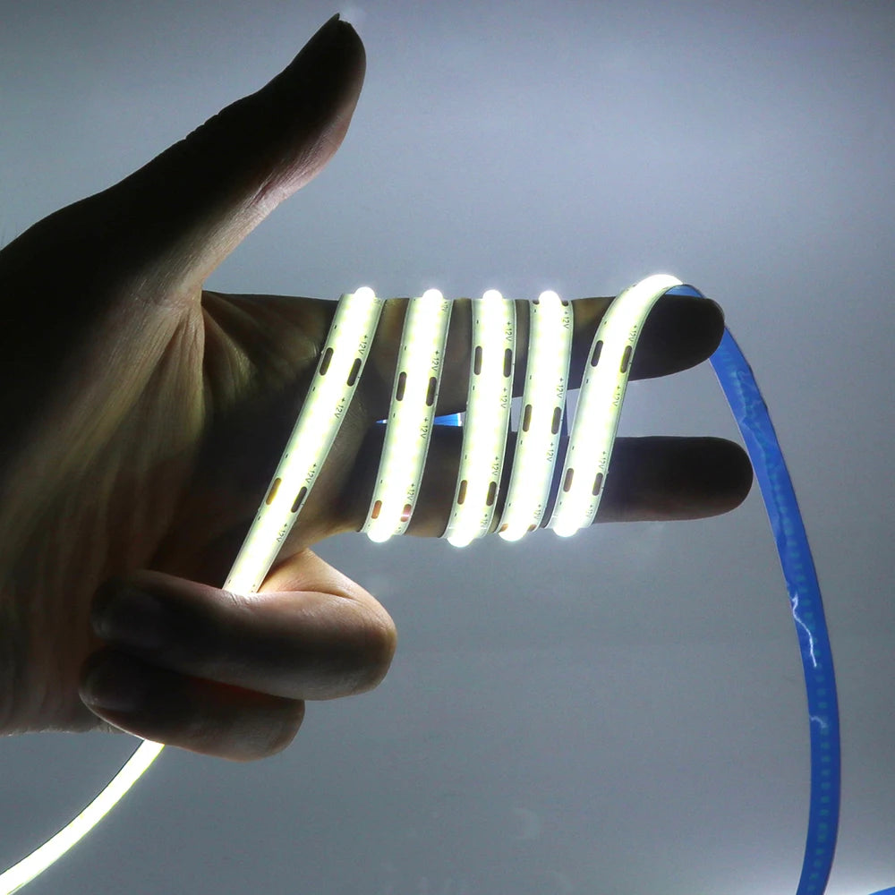 12V 24V COB LED Strip Light 1 2 5 Rows Super Bright 320 600 1600LED/M Flexible Tape High Density Linear Lights 3000K 4000K 6500K