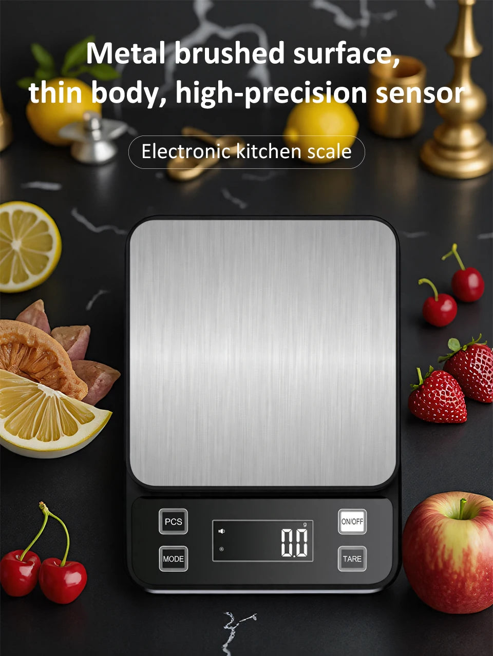 3/5/10kg 0.1g Food Scale Digital Electronic Kitchen Scale Fully Waterproof Stainless Steel Scale Food Snack Weighing Baking Tool