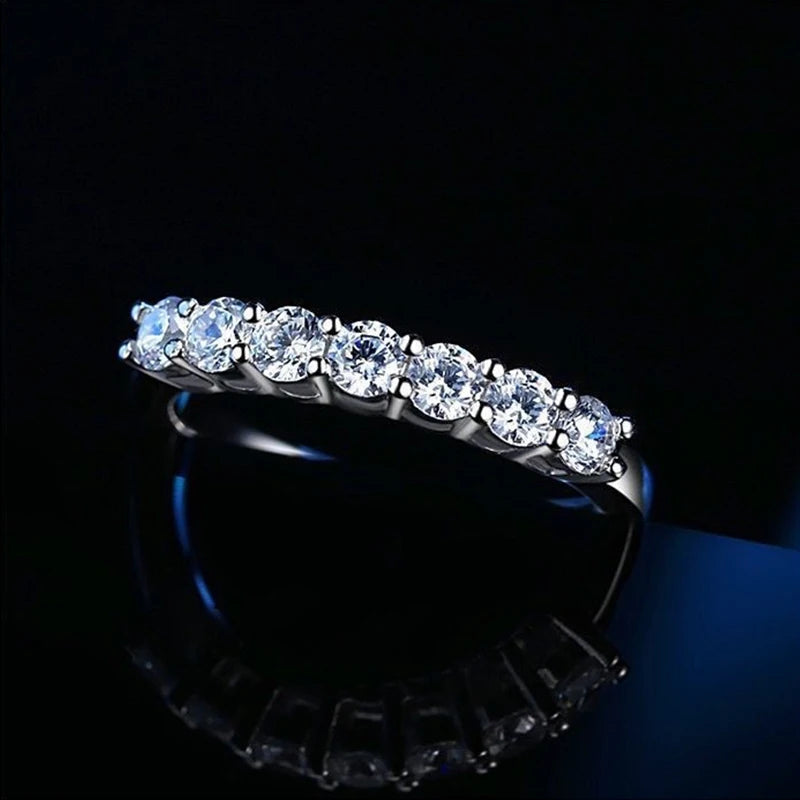 100% Pass Diamond Tester Pen Moissanite Female Single Tail Ring Matching Wedding Diamond Band for Women 925 Sterling Silver Ring