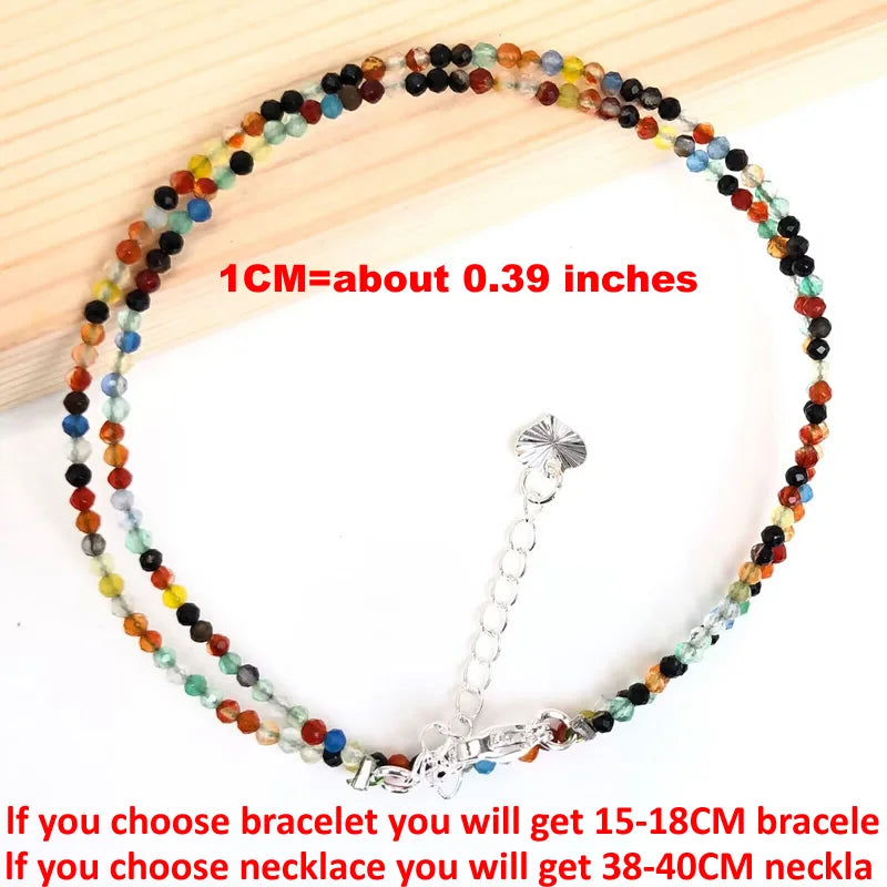 Fashion Women Bracelet necklace 2-3mm mini Cut angle beads tourmaline agate zircon natural pearl crystal Beaded Jewelry gift