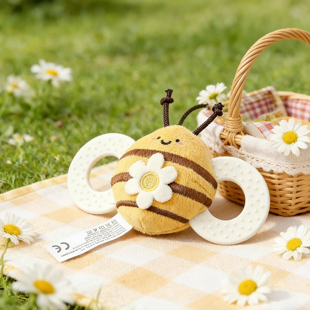 Baby Rattle Toy Baby Crib Moving Bell Felt Plush Bee Soothing Doll 0-12 Months Baby Montessori Sensory Touch Toy Newborn Gift
